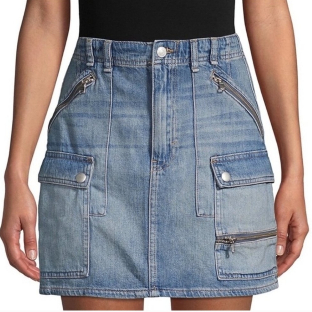 Free People Cargo Mini Denim Skirt